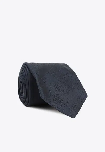 Berluti Logo Jacquard Silk Tie In Black