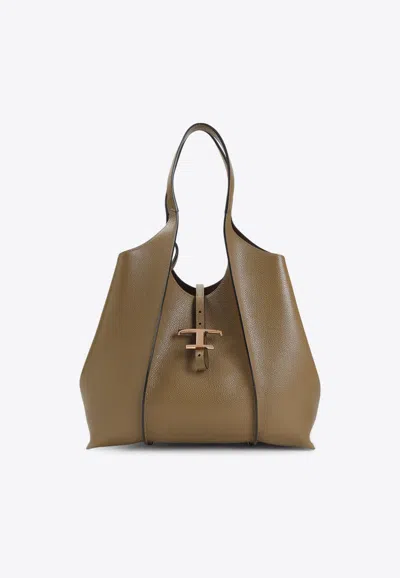 Tod's Medium T Timeless Grained Leather Tote Bag