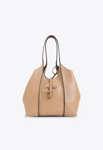 Tod's Small T Timeless Grained Leather Tote Bag