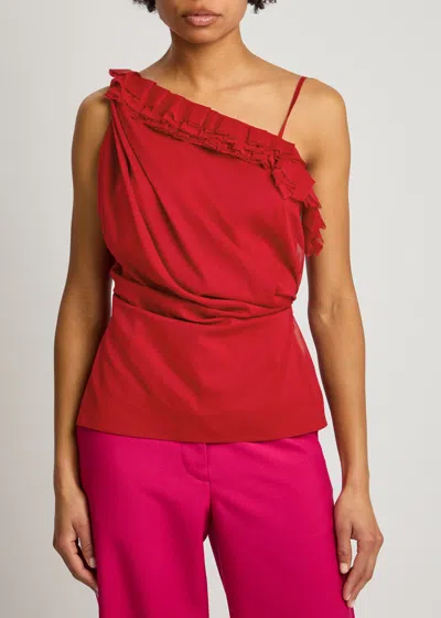 Dries Van Noten Ciska Stretch-silk Chiffon Wrap Top In Red