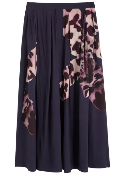 Dries Van Noten Soni Printed Voile Midi Skirt