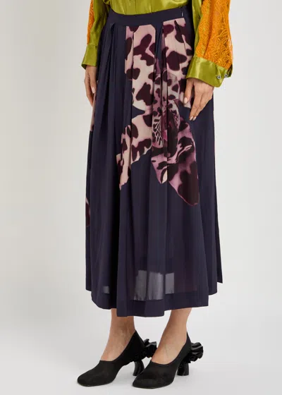 Dries Van Noten Soni Printed Voile Midi Skirt