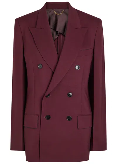 Victoria Beckham Oversized Viscose Blend Men-style Jacket In Burgundy