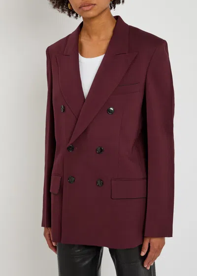 Victoria Beckham Oversized Viscose Blend Men-style Jacket In Burgundy
