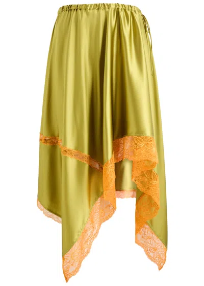 Dries Van Noten Shake Lace-embellished Stretch-silk Midi Skirt