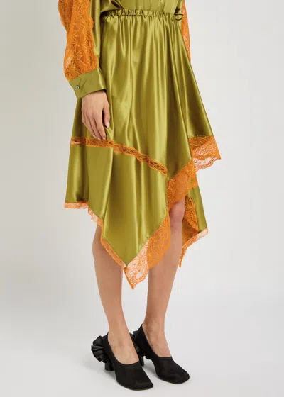 Dries Van Noten Shake Lace-embellished Stretch-silk Midi Skirt