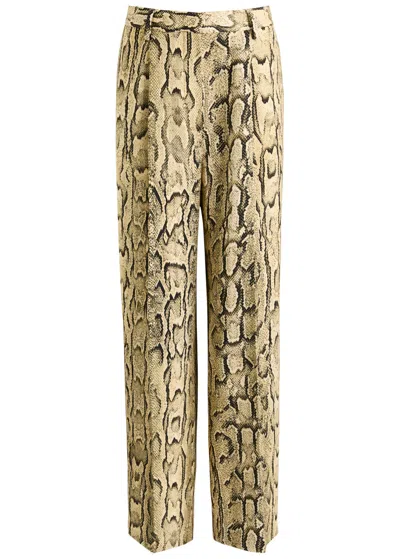 Dries Van Noten Wide Leg High Waist Animal Print Trousers
