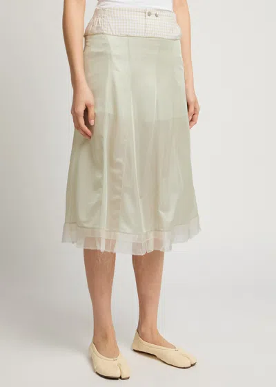 Maison Margiela Panelled Satin-jersey Midi Skirt