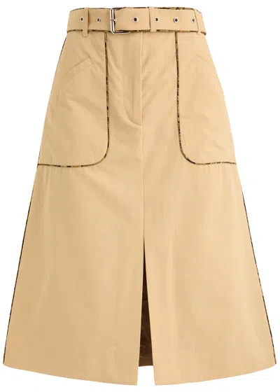 Dries Van Noten Sheraz Belted Cotton-poplin Midi Skirt