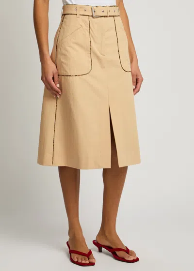 Dries Van Noten Sheraz Belted Cotton-poplin Midi Skirt
