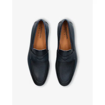 Magnanni Mens Navy Diezma Leather Penny Loafers Eur 42 / 8 Uk In Blue
