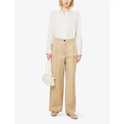 Totême Womens White Oyster Stripe Striped Long-sleeves Woven Shirt In White