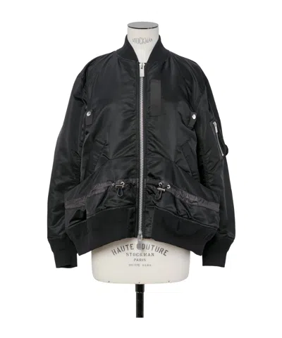 Sacai Blouson Nylon Twill Bomber Jacket In Black