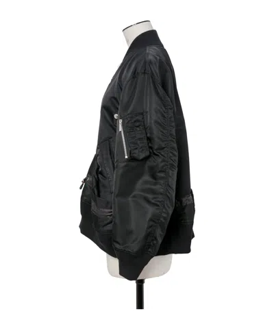 Sacai Blouson Nylon Twill Bomber Jacket In Black