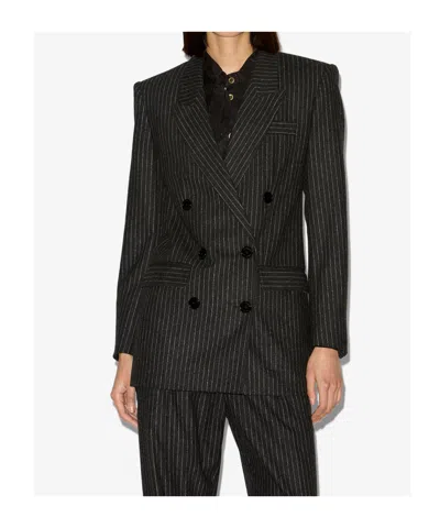 Isabel Marant Jevima Striped Wool Suit Jacket In Multi