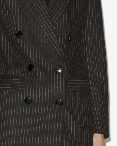 Isabel Marant Jevima Striped Wool Suit Jacket In Multi