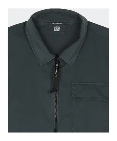 C.p. Company Jacket Overshirt In Organic Gabardine In Black