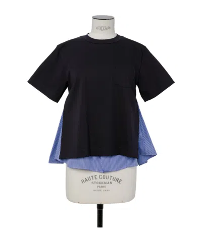 Sacai Poplin X Cotton Jersey T-shirt In Multi
