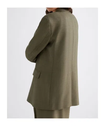 Marella Double-breasted Fluid Twill Blazer In Green