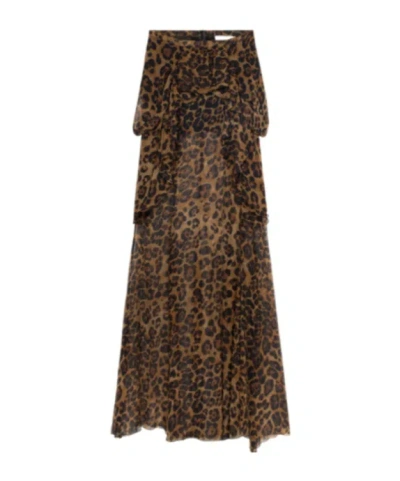 Blumarine Printed Ruffled-detail Skirt In Animal Print