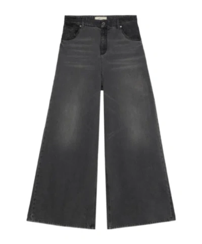 Blumarine Straight Leg Trousers Lace Detailing In Gray