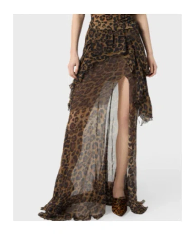 Blumarine Printed Ruffled-detail Skirt In Animal Print