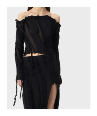 Blumarine Off-shoulder Ruffled Top In Black