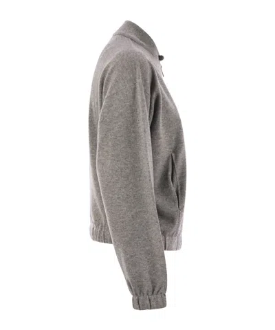Fabiana Filippi Bomber Jacket In Platinum With Ball Pins