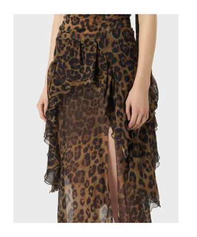 Blumarine Printed Ruffled-detail Skirt In Animal Print