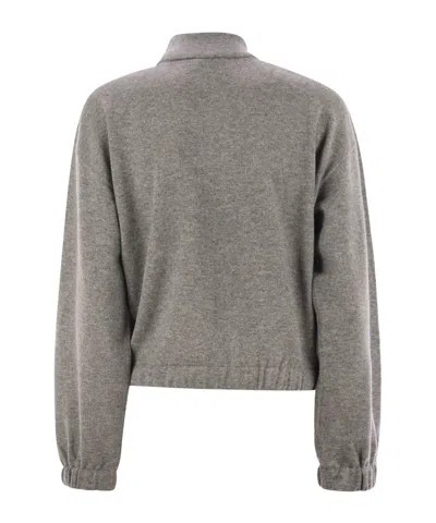 Fabiana Filippi Bomber Jacket In Platinum With Ball Pins