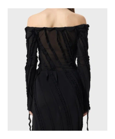 Blumarine Off-shoulder Ruffled Top In Black