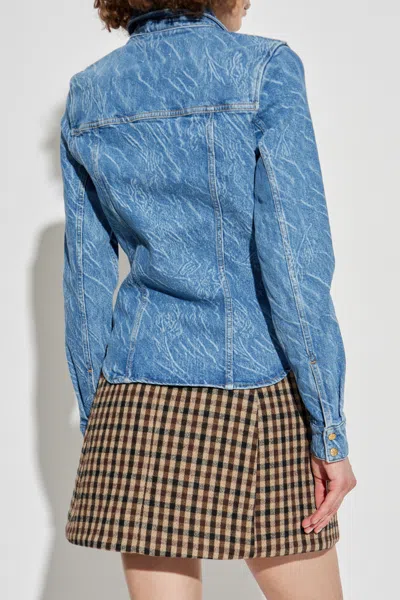 Ganni Acid-wash Denim Shirt In Blue