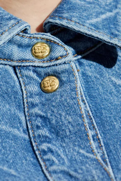 Ganni Acid-wash Denim Shirt In Blue