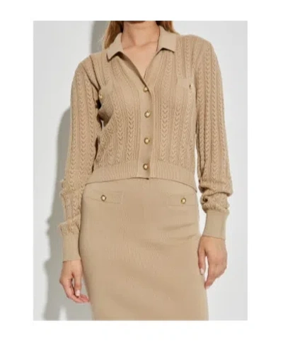 Alessandra Rich Cable-knit Button Cardigan In Brown