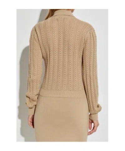 Alessandra Rich Cable-knit Button Cardigan In Brown