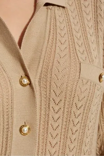 Alessandra Rich Cable-knit Button Cardigan In Brown