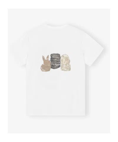 Ganni Animal Graphic Relaxed Fit T-shirt In White