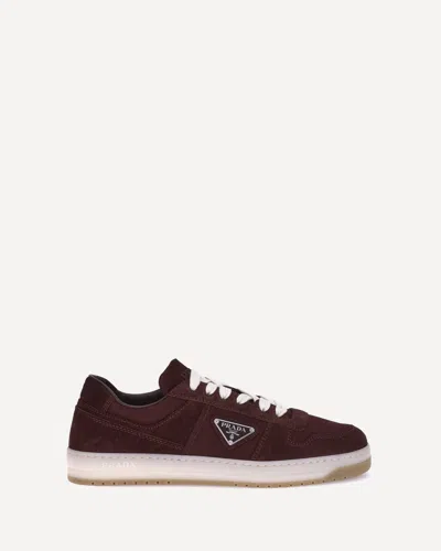 Prada Men Suede Leather Sneakers In Brown