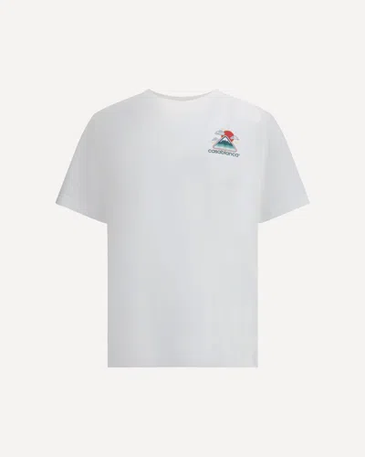 Casablanca White T-shirt With Crewneck And Logo On The Front And Maxi Logo On The Back In Cotton Man