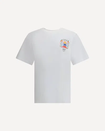 Casablanca T-shirt Girocollo Con Logo Sul Fronte In Cotone Bianca Uomo