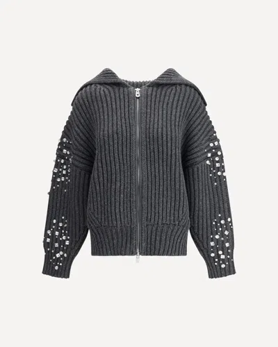 Pinko Crystal-embellished Ribbed Cardigan