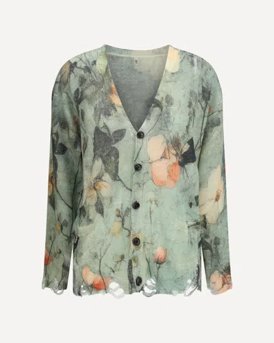 R13 Floral Pattern Cardigan In Green