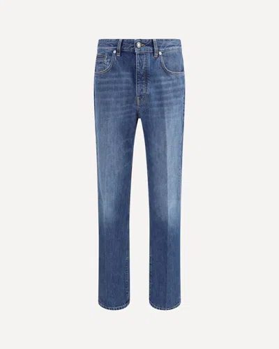 Givenchy Blue Five-pocket Jeans With Logo Patch On The Back In Denim Man In Blue