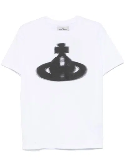 Vivienne Westwood Crew Neck Graphic Print Straight Hem In White