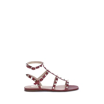 Valentino Rockstud Sandals In Red