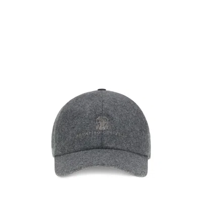 Brunello Cucinelli Logo Baseball Hat In Gray