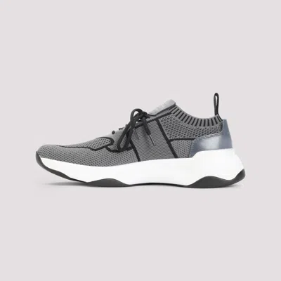 Berluti Gray Shadow Leather-trimmed Sneakers With Sock-like Fit In Gray