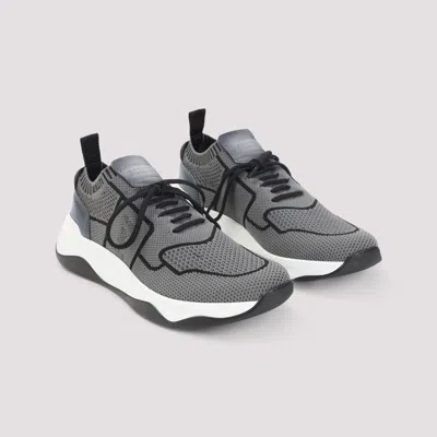 Berluti Gray Shadow Leather-trimmed Sneakers With Sock-like Fit In Gray