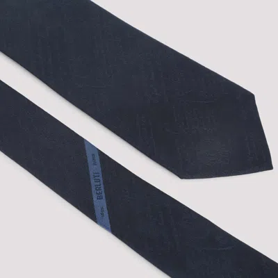 Berluti Logo Jacquard Silk Tie In Black