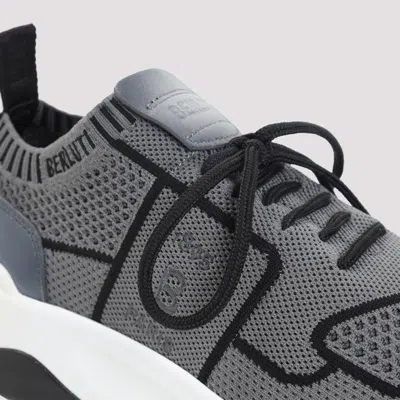 Berluti Gray Shadow Leather-trimmed Sneakers With Sock-like Fit In Gray